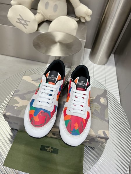 Valentino Camouflage fabric nappa leather sneakers