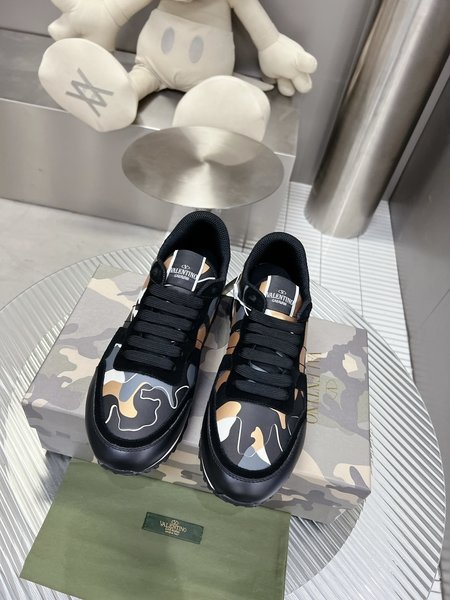Valentino Camouflage fabric nappa leather sneakers
