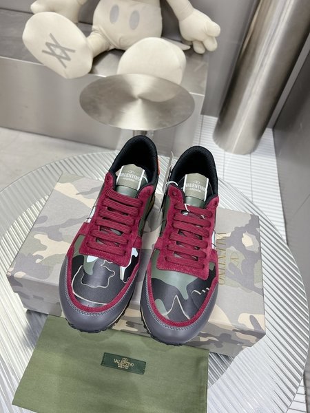 Valentino Camouflage fabric nappa leather sneakers