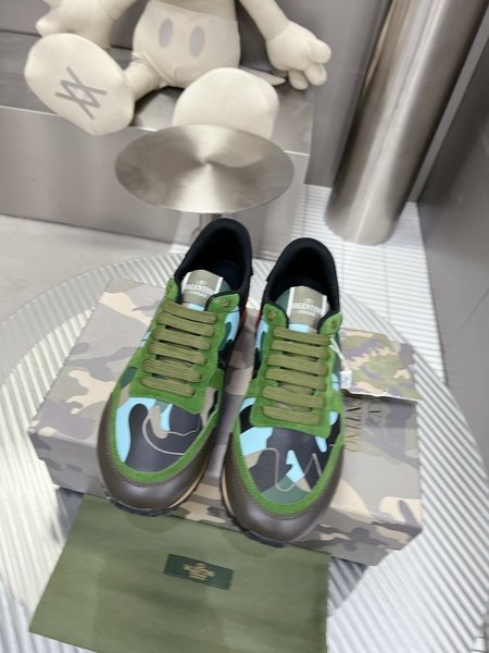 Valentino Camouflage fabric nappa leather sneakers
