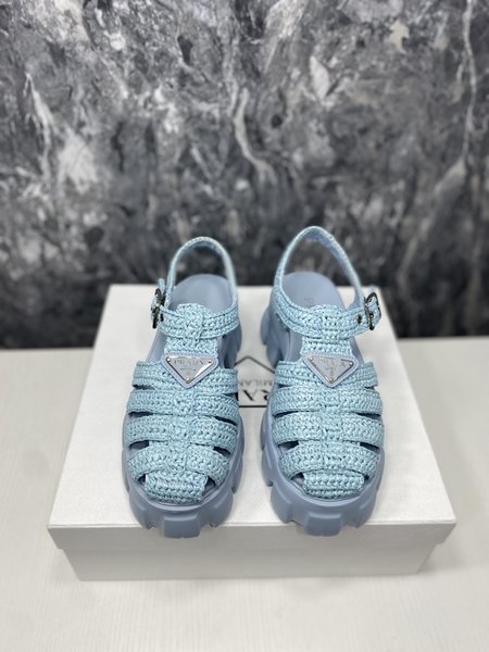 Prada woven platform rubber sandals