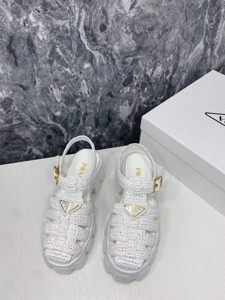Prada woven platform rubber sandals