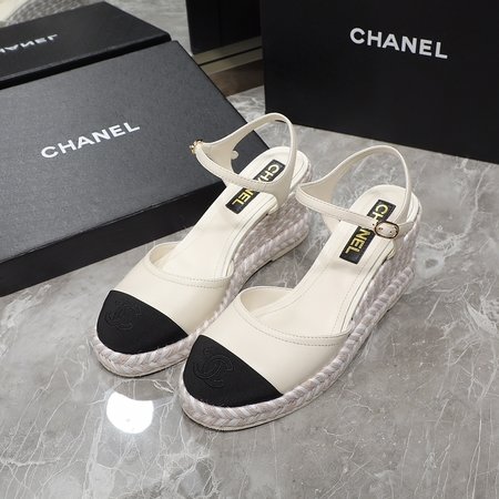 Chanel large sole wedge sandals
