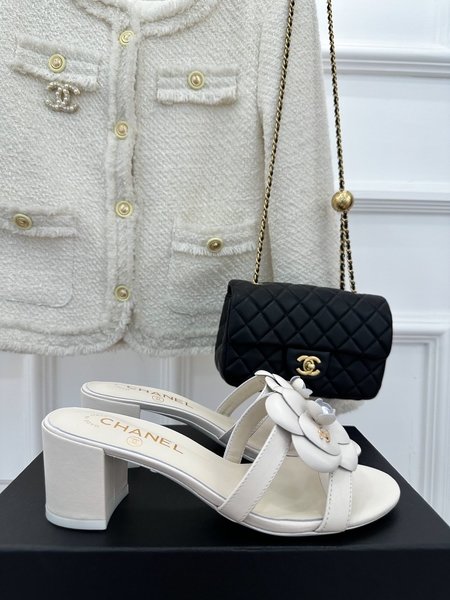 Chanel camellia slippers