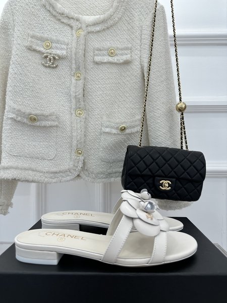 Chanel camellia slippers