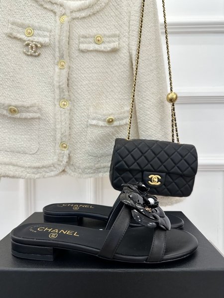 Chanel camellia slippers