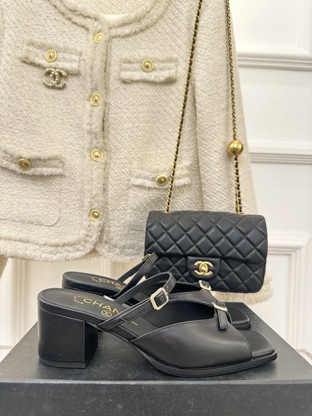 Chanel square diamond buckle sandals