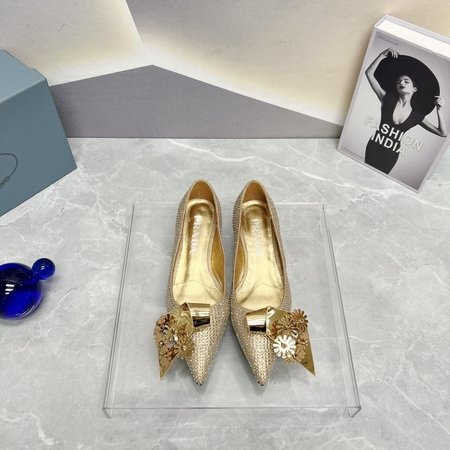 Prada Pointed toe floral flat women s shoes