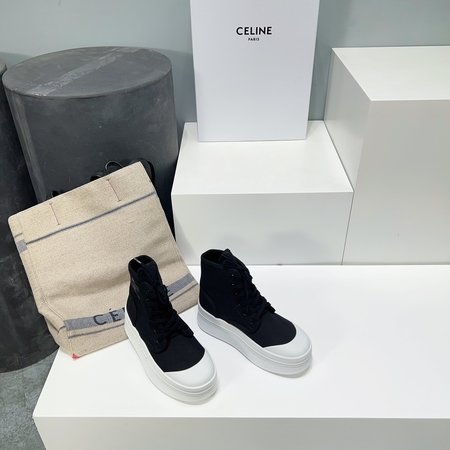 Celine Arc de Triomphe thick sole High Top canvas shoes