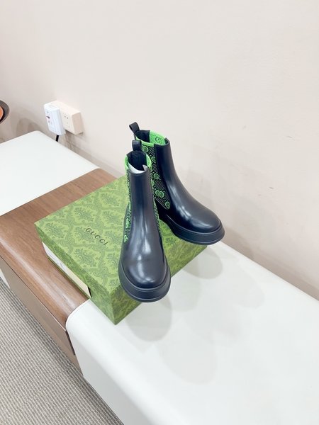 Gucci Classic double G monogram pattern thick-soled short boots Chelsea boots