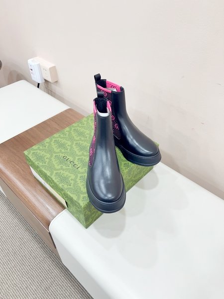 Gucci Classic double G monogram pattern thick-soled short boots Chelsea boots