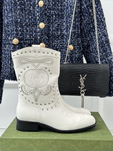 Gucci Vintage Embroidered Rock Studs Western Cowboy Boots