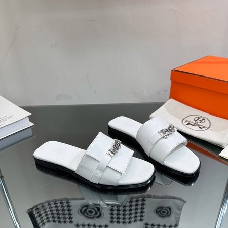 Hermes Classic Kelly buckle flat slippers thick heel slippers