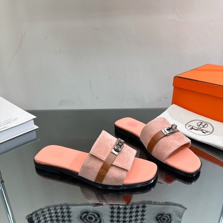 Hermes Classic Kelly buckle flat slippers thick heel slippers