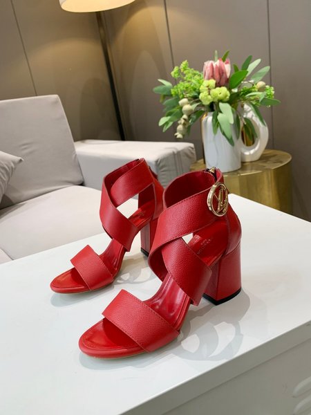 Louis Vuitton Logo double leather buckle sandals
