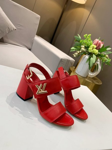Louis Vuitton Logo double leather buckle sandals