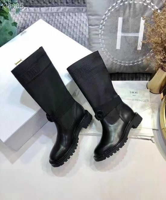 Christian Dior Embroidered Color Block Low Heel Mid Calf Boots