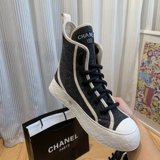 Chanel Breathable Comfortable Canvas Mid Calf Boots Non Slip Sole
