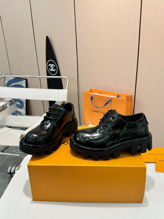 Louis Vuitton Premium Genuine Leather Couple Platform Shoes