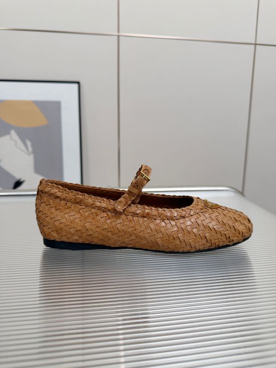 Prada Hand-Woven Ballet Flat with Leather Lining