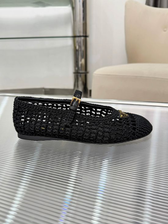 Prada Handcrafted Knitted Ballet Flat in Leather