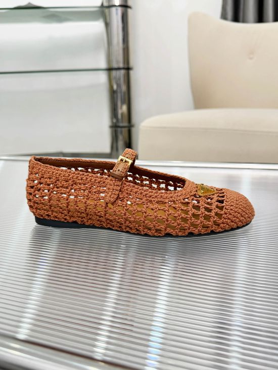 Prada Handcrafted Knitted Ballet Flat in Leather