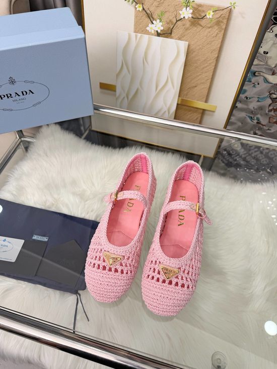 Prada Handcrafted Knitted Ballet Flat in Leather