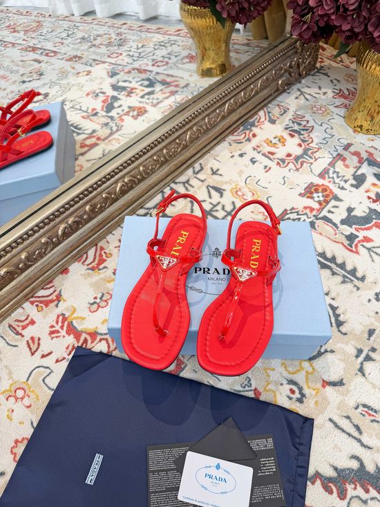 Prada Square Heel Slide Sandal with Logo Detail