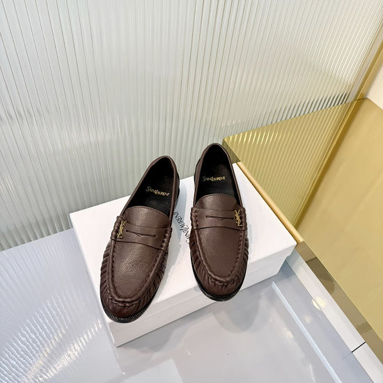 Yves Saint Laurent Wrinkled Loafer with Metal Accent