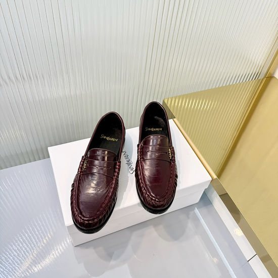 Yves Saint Laurent Wrinkled Loafer with Metal Accent