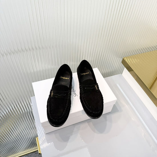 Yves Saint Laurent Wrinkled Loafer with Metal Accent