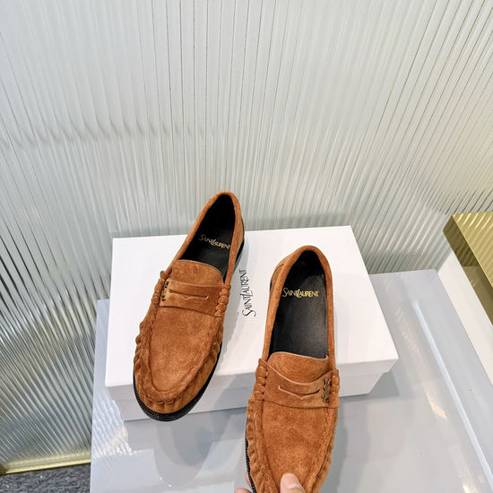 Yves Saint Laurent Wrinkled Loafer with Metal Accent