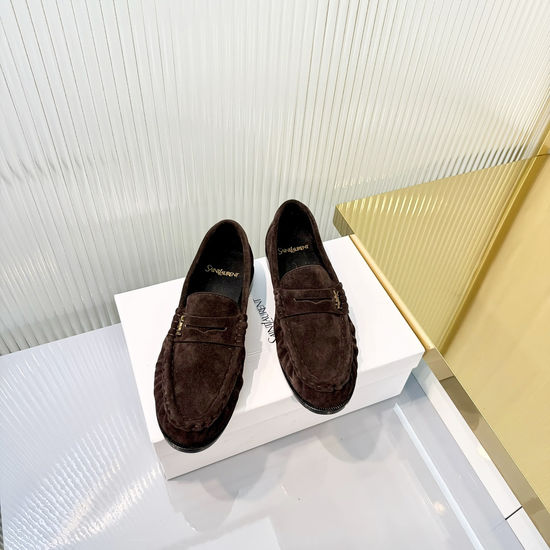 Yves Saint Laurent Wrinkled Loafer with Metal Accent