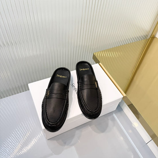 Yves Saint Laurent Wrinkled Loafer with Metal Accent