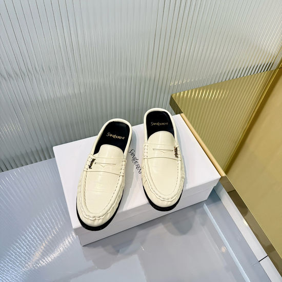 Yves Saint Laurent Wrinkled Loafer with Metal Accent