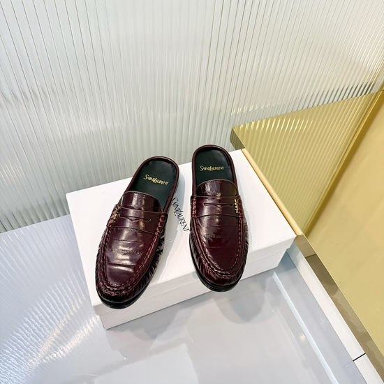 Yves Saint Laurent Wrinkled Loafer with Metal Accent