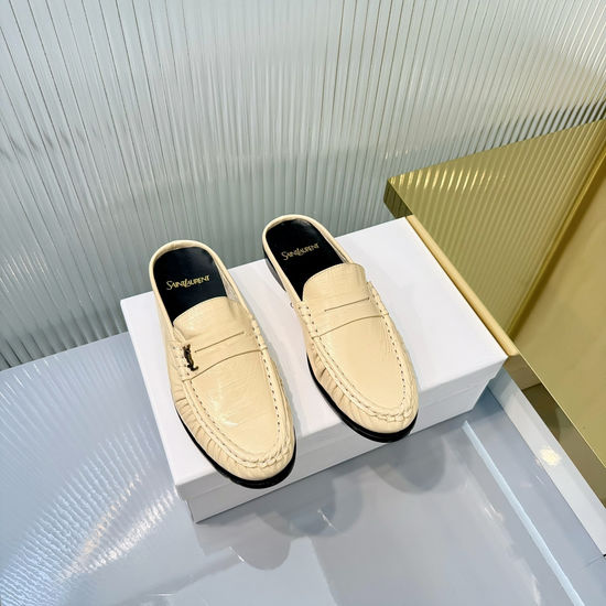 Yves Saint Laurent Wrinkled Loafer with Metal Accent