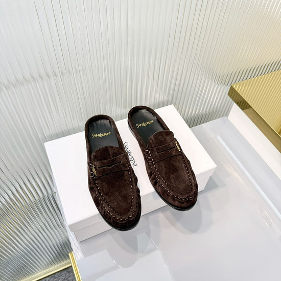 Yves Saint Laurent Wrinkled Loafer with Metal Accent