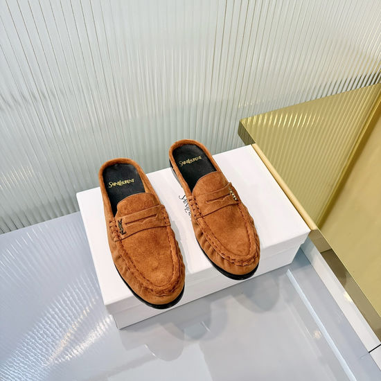 Yves Saint Laurent Wrinkled Loafer with Metal Accent