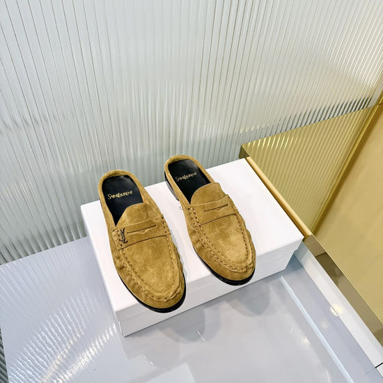 Yves Saint Laurent Wrinkled Loafer with Metal Accent