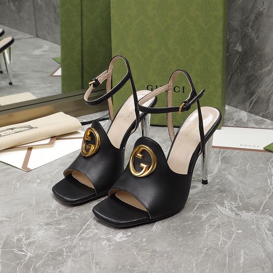 Gucci Elegant Chunky Heel Soft Leather Pumps Durable Comfortable
