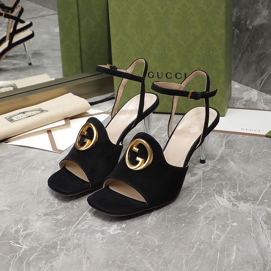 Gucci Elegant Chunky Heel Soft Leather Pumps Durable Comfortable