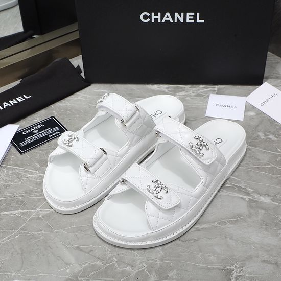 Chanel Premium Leather Hook Loop Beach Slippers Comfortable Non-slip