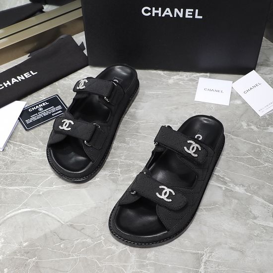 Chanel Premium Leather Hook Loop Beach Slippers Comfortable Non-slip