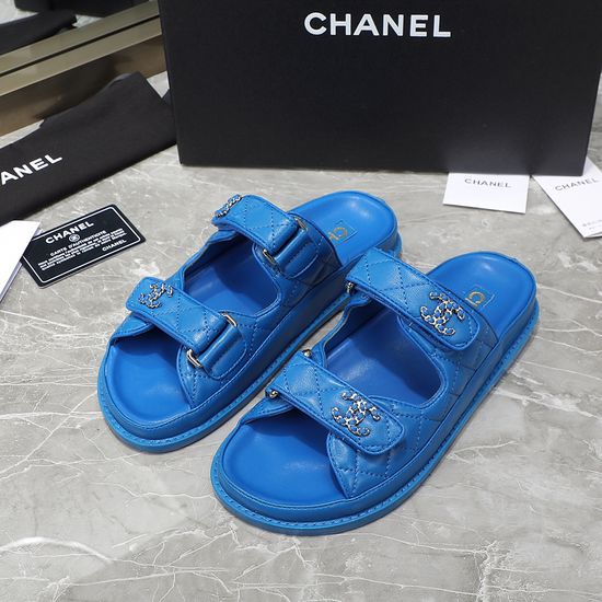 Chanel Premium Leather Hook Loop Beach Slippers Comfortable Non-slip