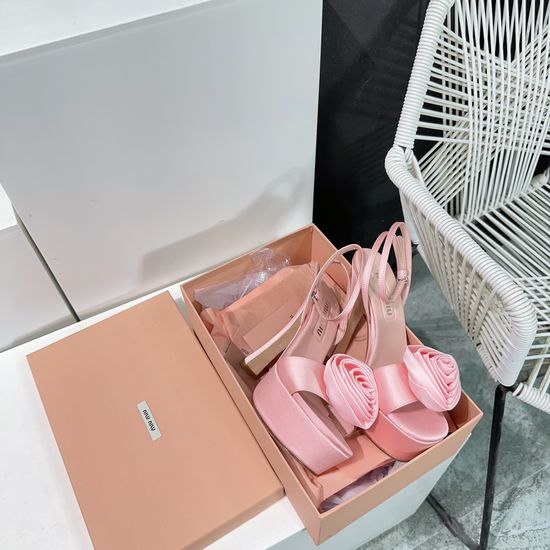 Miu Miu Satin Bow High Heel Platform Dress Sandals