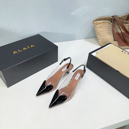 Alaia PVC Heart Kitten Heel Mules with Italian Leather Sole