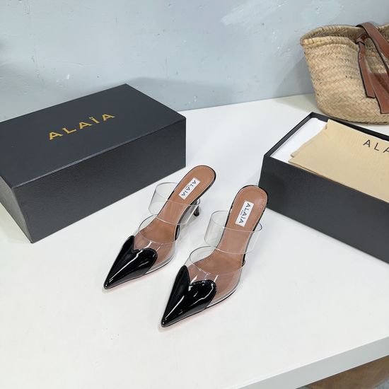 Alaia PVC Pointed Toe Heart Stiletto Mules with Leather Sole
