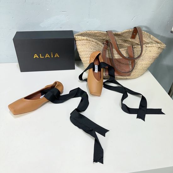 Alaia Lace-up Decor Round Toe Flat Ballet Shoes