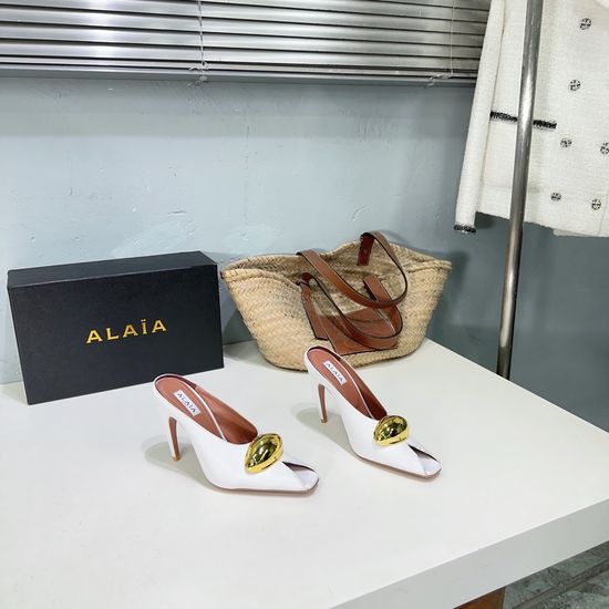 Alaia Peep Toe High Heel Sandals Premium Leather Upper